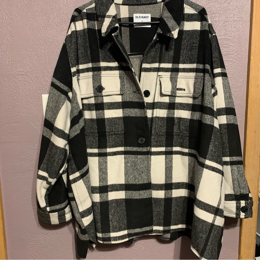 Old Navy Plus Black & White Plaid Shacket